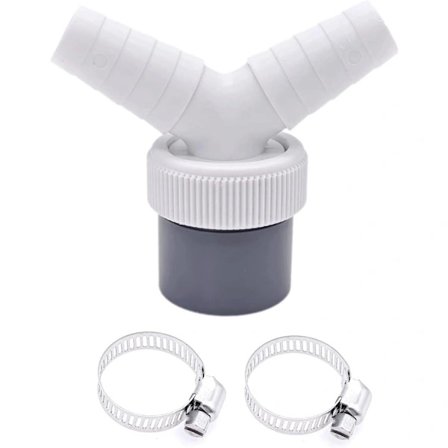 2-i-1 avløpsslangekobling for oppvaskmaskin og vaskemaskin, 2-veis Y-type splitter slangekoblingsadapter.