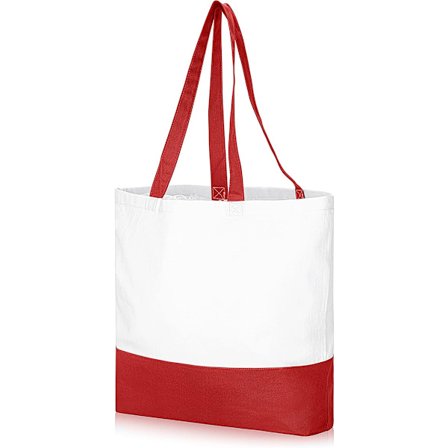 Återanvändbar matkasse, fashionabla tvåfärgade väskor för hantverk, DIY och kreativa designers, tygväska i bomullscanvas. Röd Vit