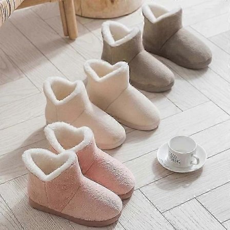 Varme plyshtøfler til damer, slip-on, par, hjemmesko, skridsikre, komfortable, flade, varme imiteret pelstøfler til damer pink 7.5-8.5(CN38-39)