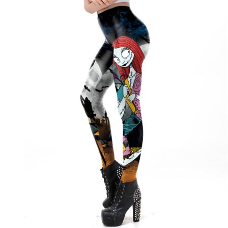 Kvinnors Skull Leggings Halloween Byxor M