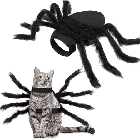 Halloween edderkopp kostyme for hundekatt, kjæledyr Halloween kostyme Halloween dekorasjoner, justerbar edderkopp cosplay kostymer for små mellomstore