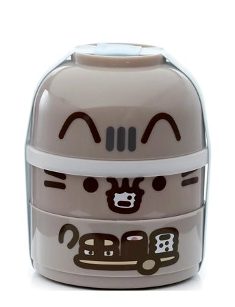 Puckator Stacked Bento Box Lunch Box With Cutlery - Beige - ONE SIZE