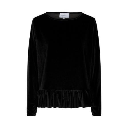Liberté Nalma Velvet Frill Bluse Sort, Dame