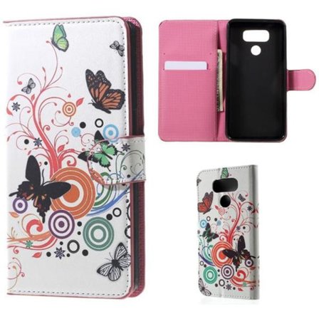 Plånboksfodral LG G6 - Vit med Fjärilar