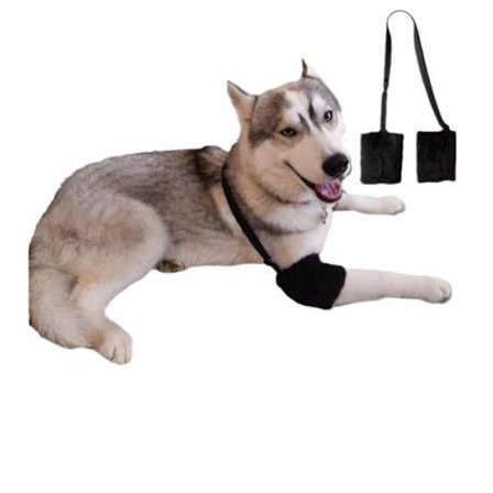 Albuebeskyttere i uld til hunde, foret med bomuldsvattering for at forhindre skader. (Sort)