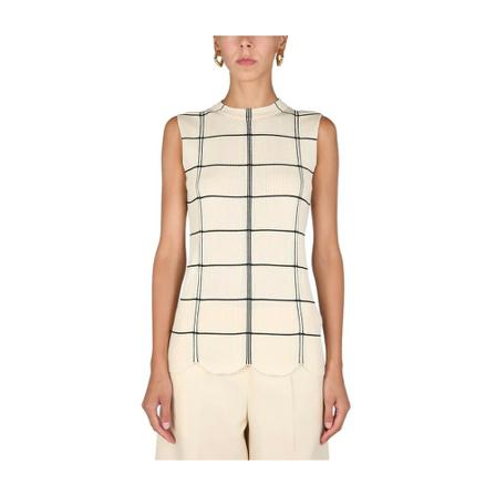 Jil Sander Sleeveless Top With Perforated Hem inbo, Dame