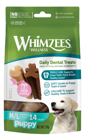 Whimzees - Puppy Value Bag Mix 14 stk M/L - Hund - Hundegodbiter & tyggebein - Dental tyggebein & tanntyggebein - ZOO.no