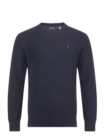 Textured Cotton Crewneck Sweater Tops Knitwear Round Necks Navy Polo Ralph Lauren
