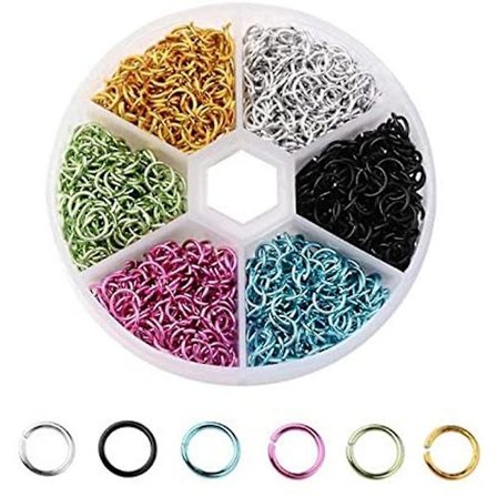 Öppna hoppringar, 6 färger, 1080 st, 6 mm