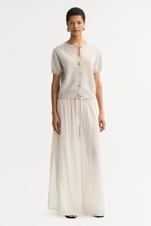 Soft Goat - Brushed short sleeve cardigan - Cashmere cardigan - XS - Chalk