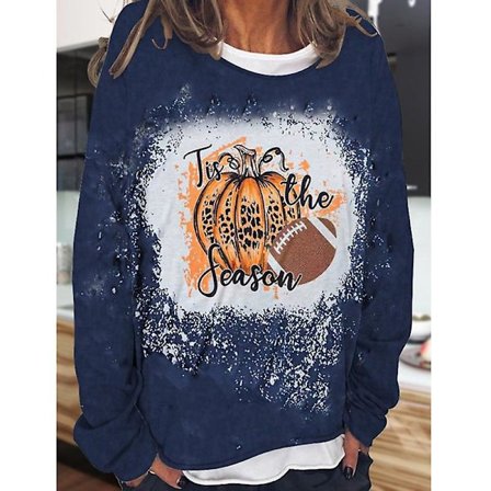 Kvinner Fall Halloween Sweatshirt Pumpkins T-skjorter Morsomme Langermet Rundhals Løs Pullover Topp Bluser