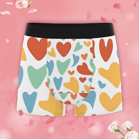 Sweet Heart Print Herre Boxer Briefs Komfortabel Pasform Undertøj Ideel til Gave til Ham på Særlige Dage