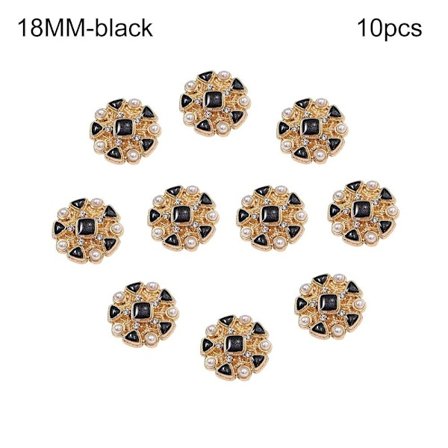 10 helmiäisvaatetusnappia, paidannappeja, musta, 18 mm, 10 helmeä, 10 helmeä, musta.