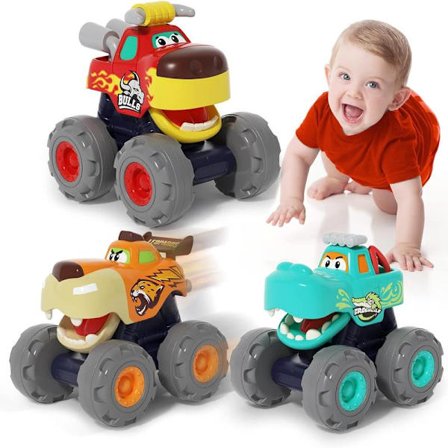 Leker for 1 år gamle gutter - 3-pakning billeker for 2 år gamle gutter, monstertruckleker for 1 år gamle gutteleker