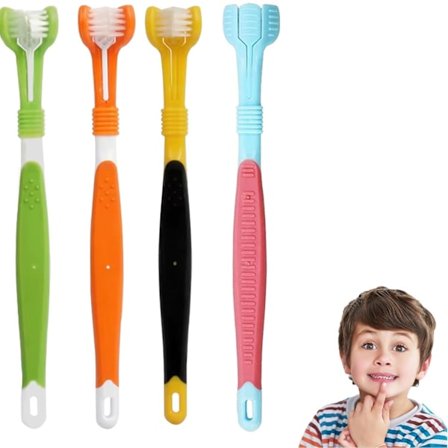 4 st 3-sidig autisms tandborste, tuggbara tandborste, effektiv rengöring, sensoriska mjuka borst, djupt och noggrant för att rengöra tänder och 