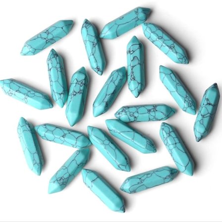 Turkis Sten Krystaller Punkter Sekskantet Spids