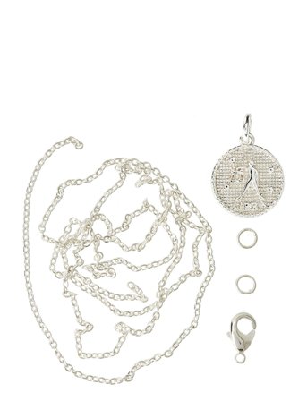 Me & My Box Zodiac Coin Pendant And Chain Set, Libra - Silver - ONE SIZE