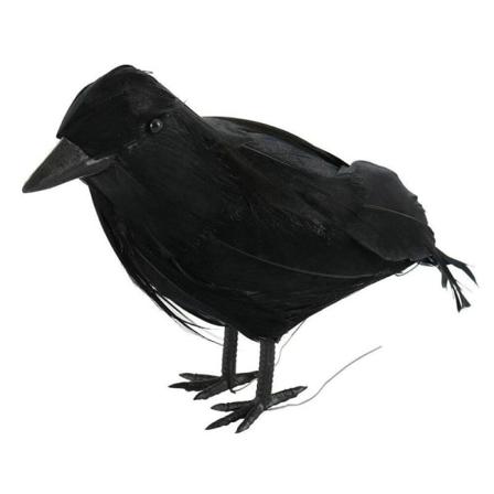 Black Lifesize Raven Movie Prop Fake Crow Halloween Hunting Deco