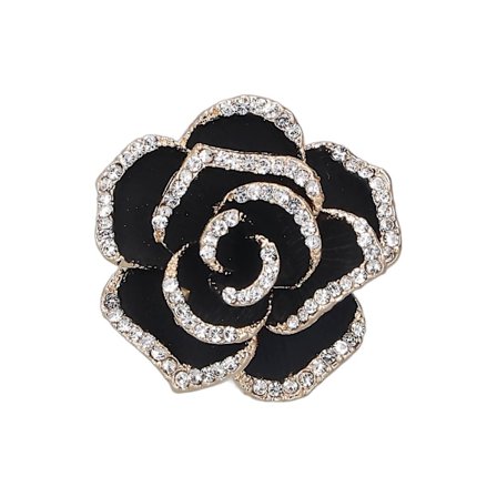 Broche Nål Kamelia Form Elegant Ekstravagant Rhinestone Besat Broche til Kvinder Tøj Silke Sjal Dekoration Gave Sort