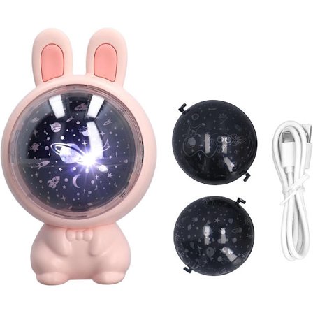 ING Stjerneprojektor Natlamper til Børn, Kaninformet Natlampe til Børn, Justerbar Hovedprojektorlampe til Børneværelse Stue