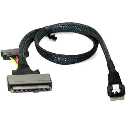SFF-8643 till SFF 8639-kabel, 12 GB/s Mini SAS HD-kabel Intern Mini SAS SFF 8643 till U.2 SFF 8639-kabel med 15-stifts hona SATA-strömkontakt