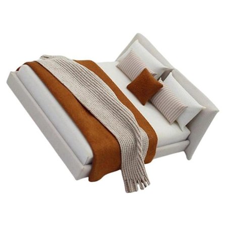 Miniature dobbeltseng i cremefarvet stil med sengetøj, soveværelsesmøbler, realistisk detaljeringsdesign til 1/20 dukkehuse, flerfarvet