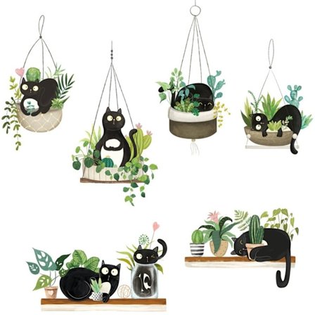 Väggdekal Cat Greenery Decals 2 2