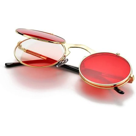 Vintage Runde Flip Up Solbriller for Menn Kvinner