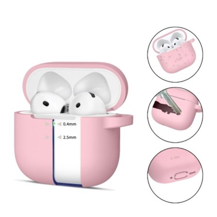Tech-Protect Airpods 4 Cover silikone krog - støvet lyserød