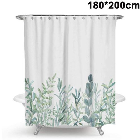 Homettamaton, antibakteerinen suihkuverho, pestävä kylpyverho polyesterikankaasta, jossa 12 suihkuverhon rengasta 180 cm 200 cm