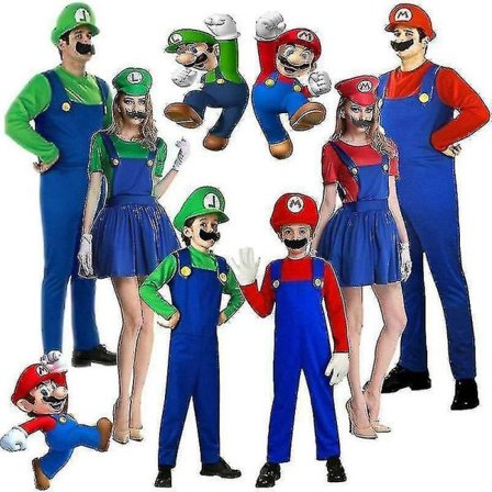 IC Super Mario Kostume Børn Dreng Pige Cosplay Fancy Dress Up Festtøj CNMR Grønne Piger 5-6 År Røde Drenge 7-8 År