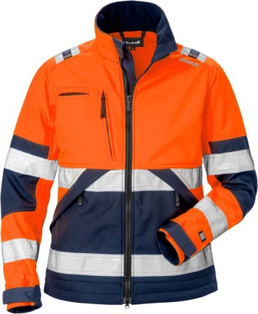 Fristads Dam Varsel softshell-jacka 4183 WYH klass 2, Varsel Orange/Marinblå