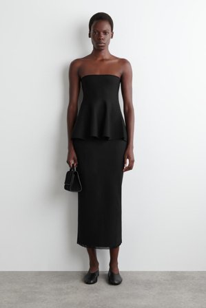 COS Dzianinowa Spódnica Midi Z Transparentnym Detalem in Czarny