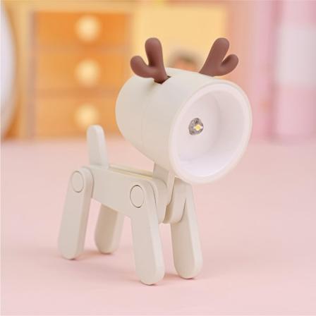 Sød Mini LED natlampe sammenklappelig bordlampe hund beige rådyr beige rådjur