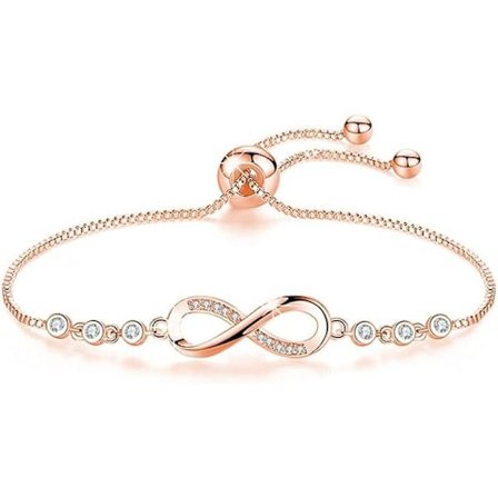 Infinity Armbånd for Kvinner Rosegull Armbånd med Cubic Zirconia Kjærlighetsarmbånd for Kvinner Damegaver Bursdagsgaver til Ham rosegu