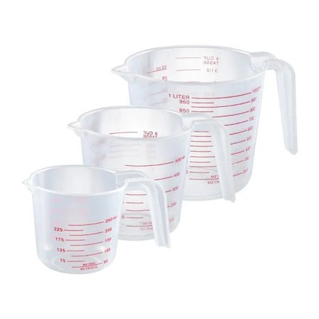 3 bitar 250-500-1000 Ml Plast Transparent Graderad mått Mopp Hushåll Kök Bakning Mät Verktyg Set Handtag Design Muggar