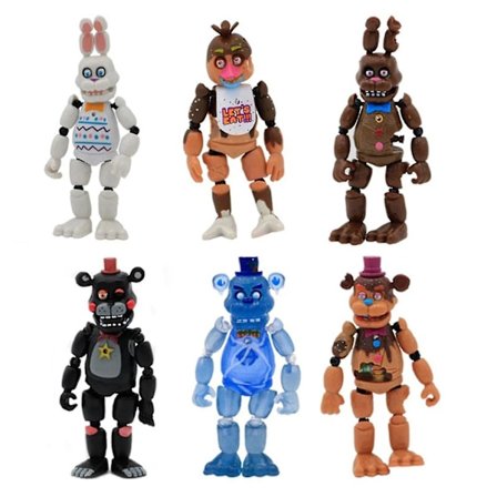 Five Nights At Freddys Action Figures Sett med 6, Unik Ny Fnaf Pizzeria Simulator - Modellfigurer