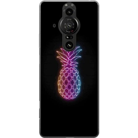 Kompatibel Mobilcover til Sony Sony Xperia Pro-I Neon illustration af ananas i farverigt lys mod sort baggrund