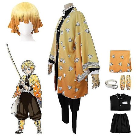 Demon Slayer Agatsuma Zenitsu Kostume Outfits Anime Sæt