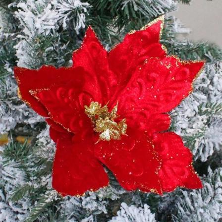 28cm 1/2/3kpl Iso joulu tekokukka Glitter Joulukuusi koristelu kotipuutarha koulun ostoskeskus Juhlatapahtuman deco 28CM Red 1pc