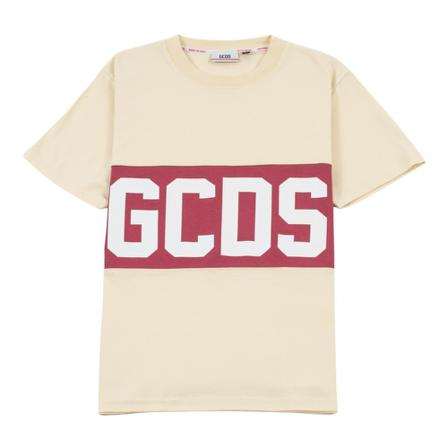 Gcds, T-Shirt with Logo Beżowy, Mężczyzna, Rozmiar: M