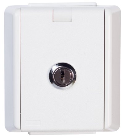 ELKO Stikkontakt enkel påvegg med jord og lås 1054 U PT IP44 Polarhvit