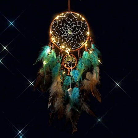 Håndlaget Glow Dreamcatcher Barneromsdekor, Bohemsk Fjærvægghæng