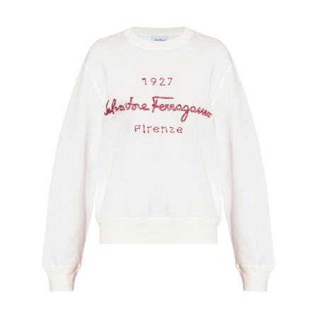 Salvatore Ferragamo, Sweatshirt with logo Wit, Dames, Maat:L