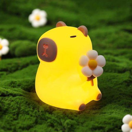Natlampe til børn, Sød natlampe, Natlampe, Touch-natlampe, 7 farver, 3 niveauer dæmpbart lys, To blomster, Udskiftelige blomster, Sød