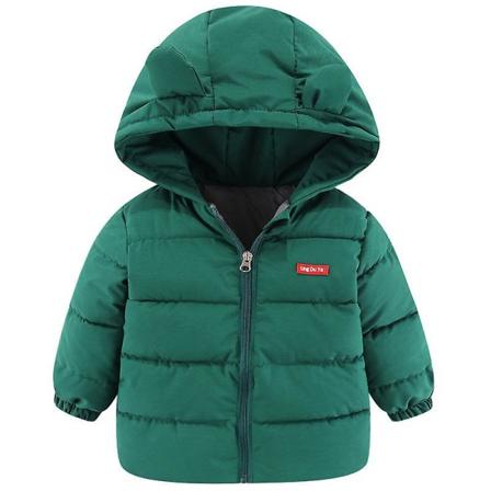 Børn Drenge Piger Vinterpels Parkajakke med hætte Polstret varm dunjakke Outwear Grøn CMK Green 90cm
