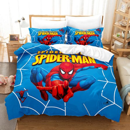 Digitaltrykt Spiderman-sengesett, tredelt, gutter Marvel Cross-Border 3D-sengetøy N