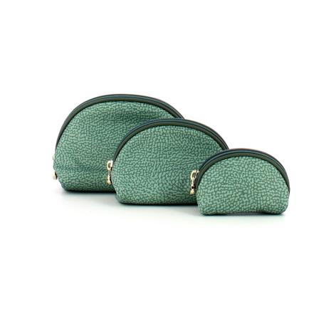 Borbonese Set of three envelopes in recycled water green nylon , Groen , Dames , Maat: ONE Size Handtassen