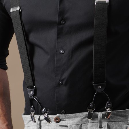 Tirantes de clip anchos en negro para hombres - Tirantes con clip