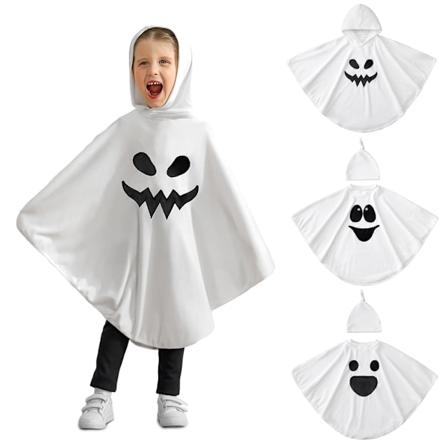 GYRATEDREAM Halloween Spøgelseskappe til småbørn, drenge og piger, Halloween-kostumer til børn, 1-6 år wface 4